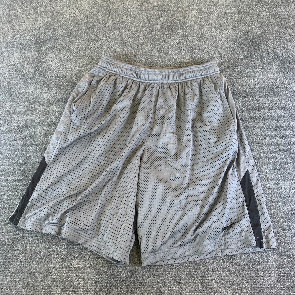 Nike Dri-Fit Mesh Basketball Shorts Men 28X10 Gray Logo Performance Athletic Fit
